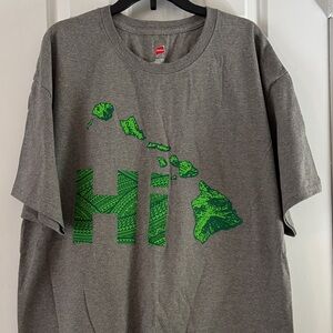 Hanes Gray Hawaii Graphic Tagless Tee
